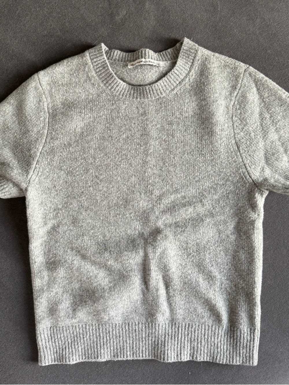 Abercrombie & Fitch Light Gray Short Sleeve Crewneck Sweater